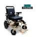 IQ 7000 Autofold Electric wheelchair with gold accents and 'Auto Folding' feature on a white background