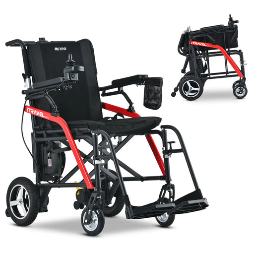 Metro Mobility ITravel Lite Power Wheelchair - Black Red