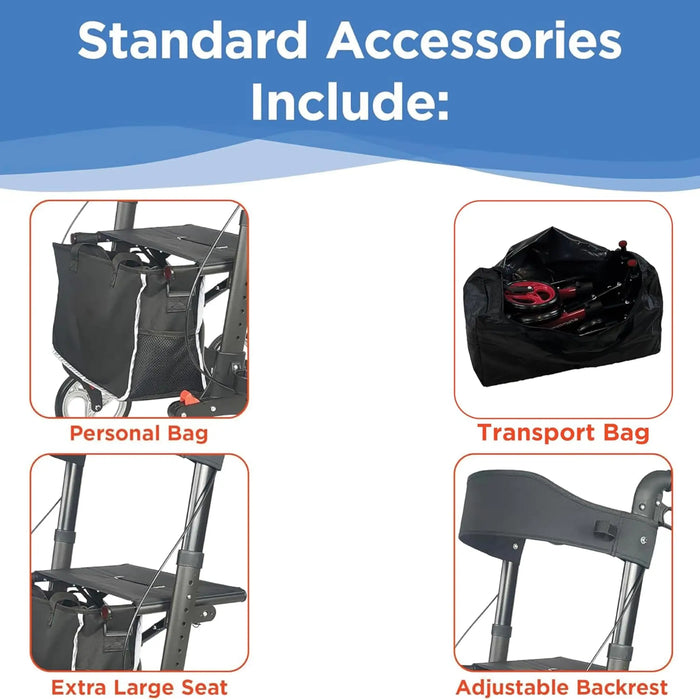 Journey Upwalker Breeze Rollator Walker  Accessories Include