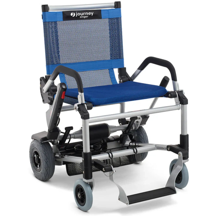 Journey Zinger Electric Folding Wheelchair – Lightweight 42 lbs Travel Chair - Blue