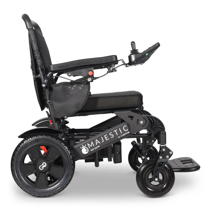 Black electric wheelchair with 'Majestic' branding on a white background Majestic HD 440