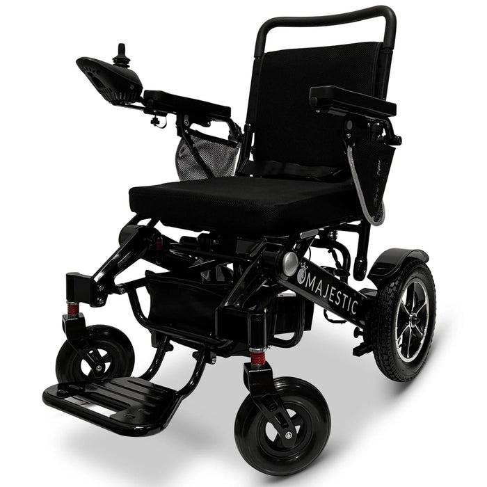 ComfyGO MAJESTIC IQ-7000 Manual Fold Electric Wheelchair - Black Frame with Standard Cushion and backrest