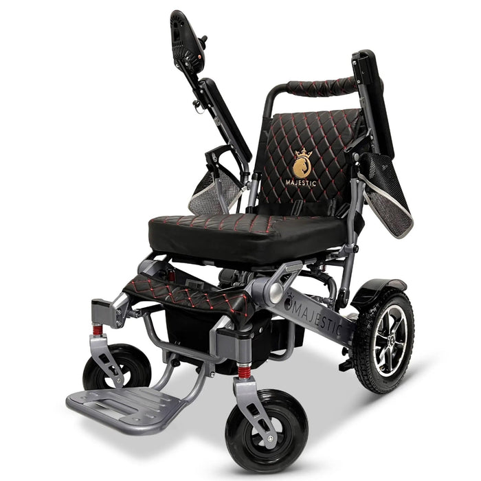 ComfyGO MAJESTIC IQ-7000 Manual Fold Electric Wheelchair - Sliver frame with Black cushion and backrest