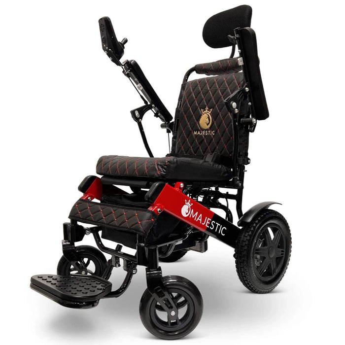 MAJESTIC IQ-9000 Auto Recline Remote Controlled Electric Wheelchair Black red frame