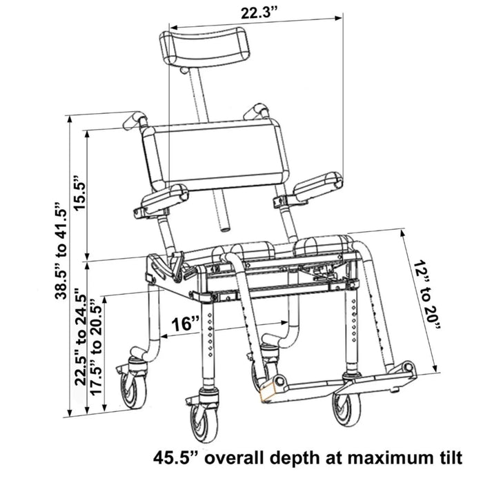 NuProdx MC4000Tilt Roll-In Commode and Shower Chair-1