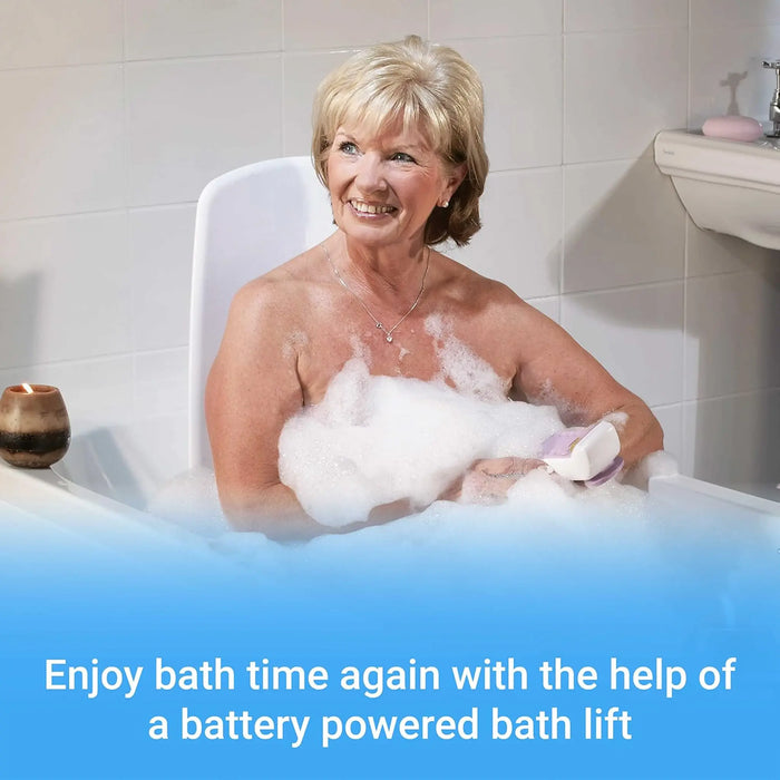 Mangar Archimedes Bath Lift shown being enjoyed during a bath