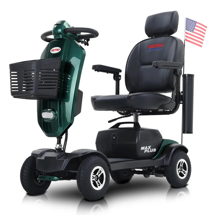 Metro Mobility Max Plus 4-Wheel Mobility Scooter - Side View Emerald