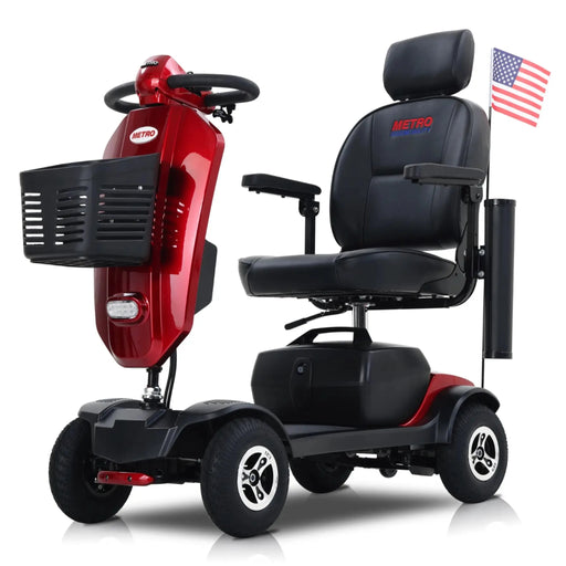 Metro Mobility Max Plus 4-Wheel Mobility Scooter - Side View Red