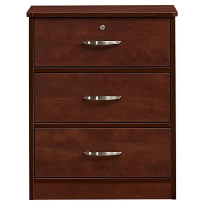 Medacure Contemporary 3 Drawer Dresser with Lock front view in cherry finish