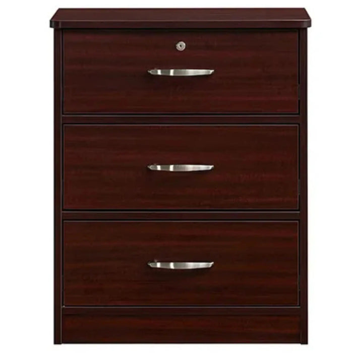Medacure Contemporary 3 Drawer Dresser with Lock front view in mahogany finish