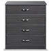 Medacure Contemporary 4 Drawer Chest with Lock front view in Coastal Grey finish