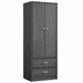 Medacure Contemporary 2 Door 2 Drawer Wardrobe angled view in coastal grey finish