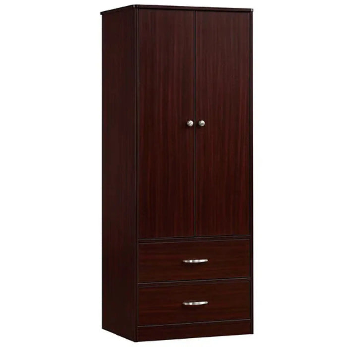 Medacure Contemporary 2 Door 2 Drawer Wardrobe angled view in mahogany finish