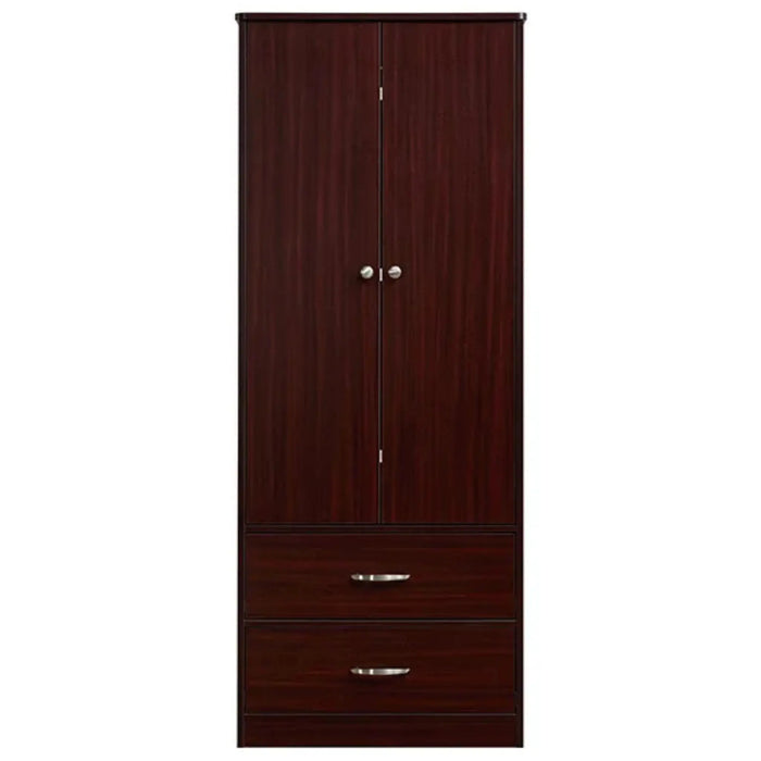 Medacure Contemporary 2 Door 2 Drawer Wardrobe front view in mahogany finish
