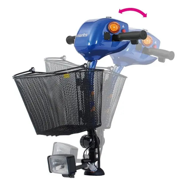 Merits Pioneer 3 Travel 3-Wheel Mobility Scooter - Adjustable Tiller