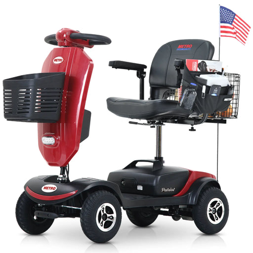 Metro Mobility Patriot 4-Wheel Mobility Scooter - Red With Rear Basket