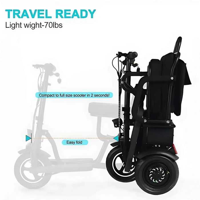 MotoTec Folding Mobility Electric Trike 48v 700w Dual Motor - 20 Miles Range