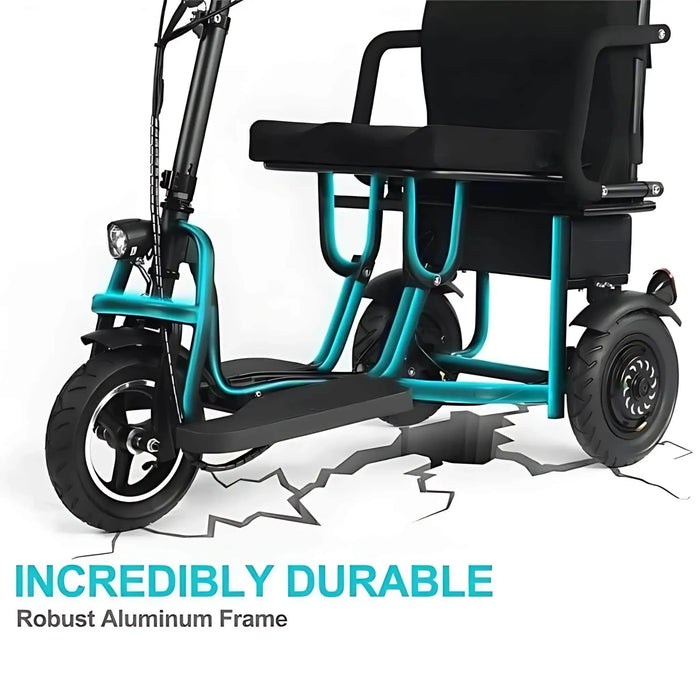 3 wheel bicycle electric motor MotoTec Folding Mobility Electric Trike 48v 700w Dual Motor Lithium Black