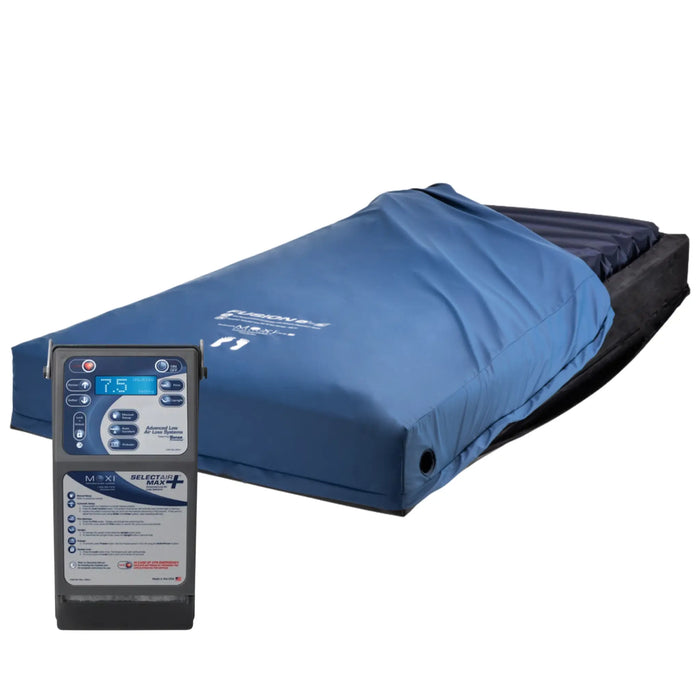Moxi Fusion 4K Low Air Loss Mattress System Unzippered Showing the Bolsters with SelectAir Max Plus Pump 
