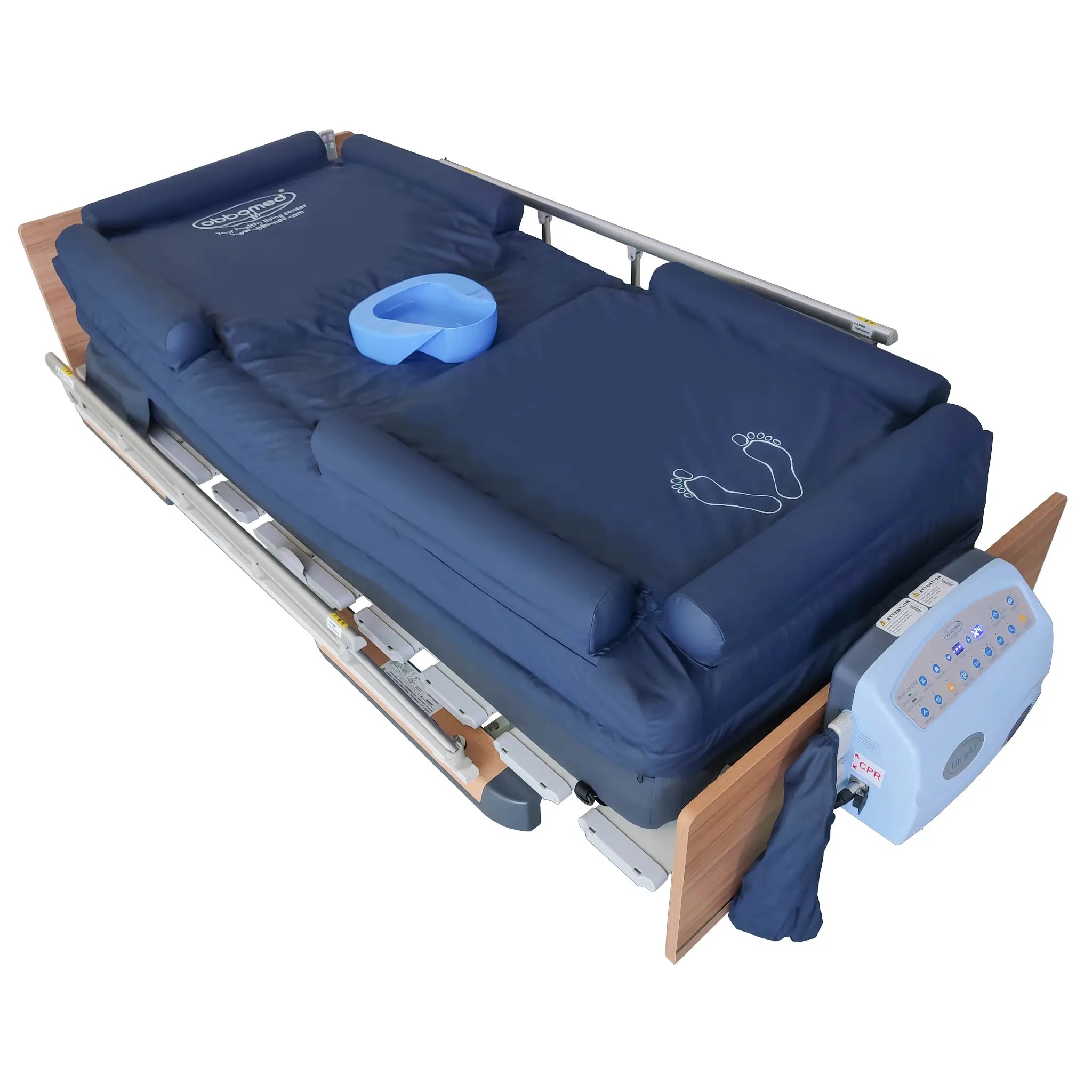 OB-2680 10” Alternating Pressure Premium Air Mattress(LAL) with Inflatable Guardrail and Bed Pan Access by ObboMed