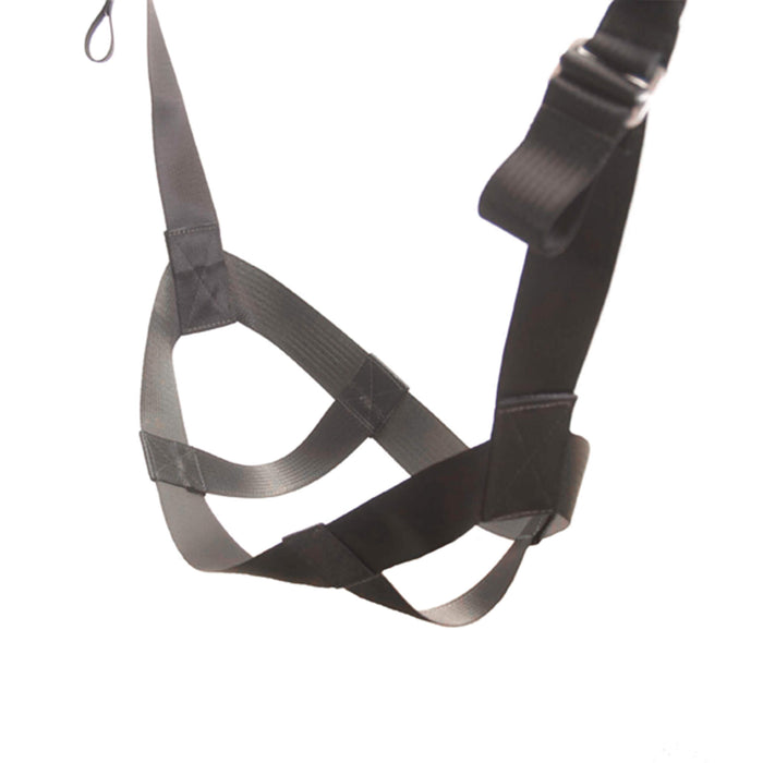Adjustable sling type strap for individuals using fixed arm wheelchairs. Small strap is 9”Wx25”L (23x64cm). Range is 0-8” (0-20cm).