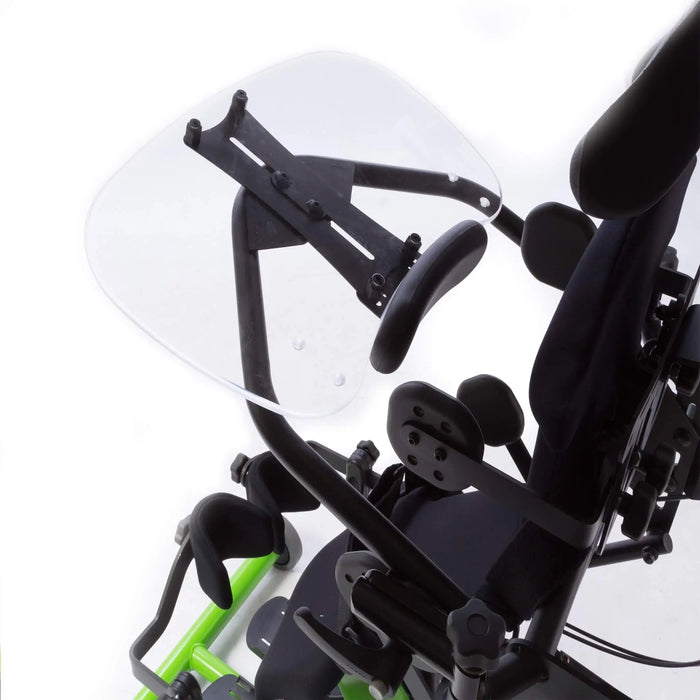 Close-up of a motorcycle seat and windshield on a white background Bantam XS Clear Swing Away Tray 