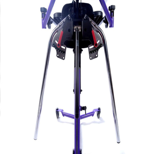 PB5514 Mast with Leg Abduction  Leg support tubes feature a bend or offset that allow the entire leg to abduct without having to adjust knee supports or foot plates.  Hip supports rotate or float – as the leg abducts the hip supports rotate, maintaining alignment but reducing pressure points.  The leg abduction pivot point is located in alignment with the body’s natural hip pivot, this makes abduction possible using a single knob.   