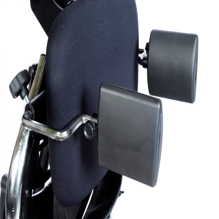 Keeps the hips in symmetrical alignment. Adjustable from 7″-13″ (18-33cm) with fore/aft 4″ (10cm). Pad size is 4.5″x4″ (11x10cm). For planar pads only