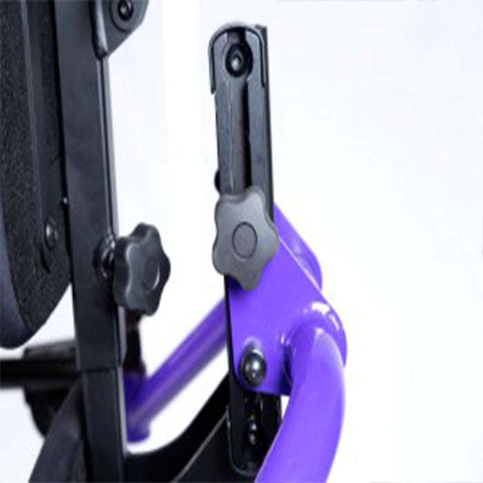 for activities on other surfaces, such as a sensory table or playing with friends. The tray has a single knob for each height, depth and angle adjustment which makes finding the correct configuration for the child