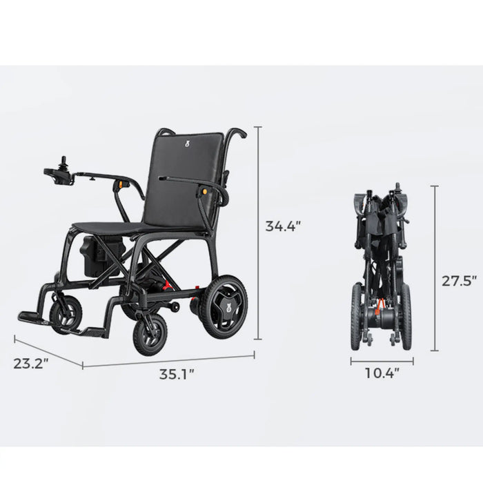 Paiseec Q5 Carbon Fiber Electric Wheelchair Folded & Unfolded Dimensions
