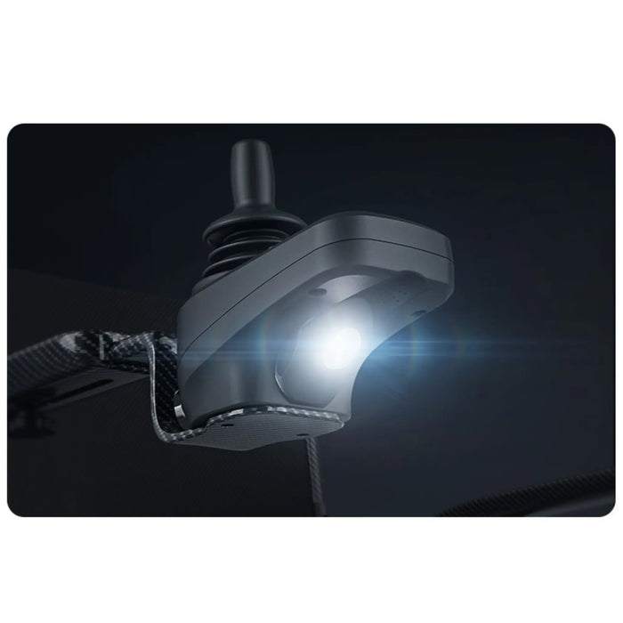 Paiseec Q5 Carbon Fiber Electric Wheelchair Light from underneath the joystick