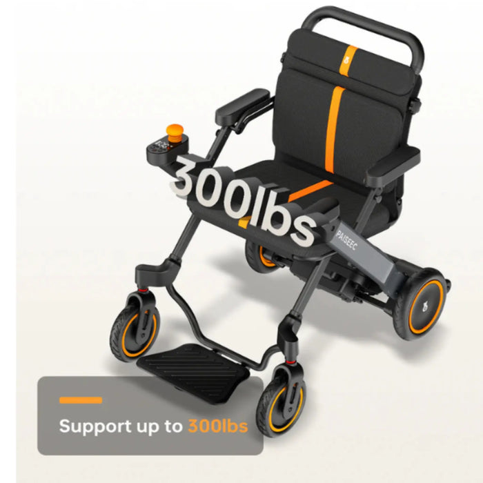 Paiseec W1 2-in-1 Folding Electric Wheelchair color gray max weight capacity