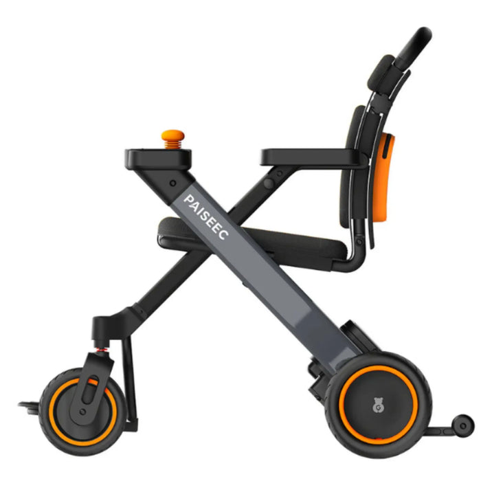 Paiseec W1 2-in-1 Folding Electric Wheelchair color gray side view