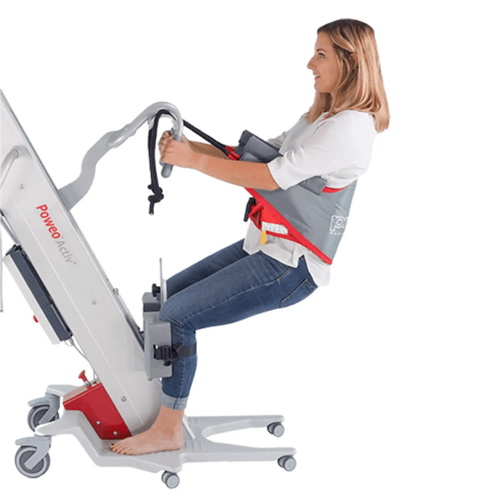 Poweo Activ’ 160 Lightweight Patient Stand Assist Lift with patient only side view
