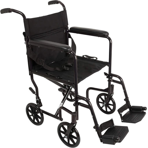 ProBasics Lightweight Aluminum Transport Wheelchair with Footrest – 19 lb, Foldable Frame, 8" Wheels, 300 lb Capacity
