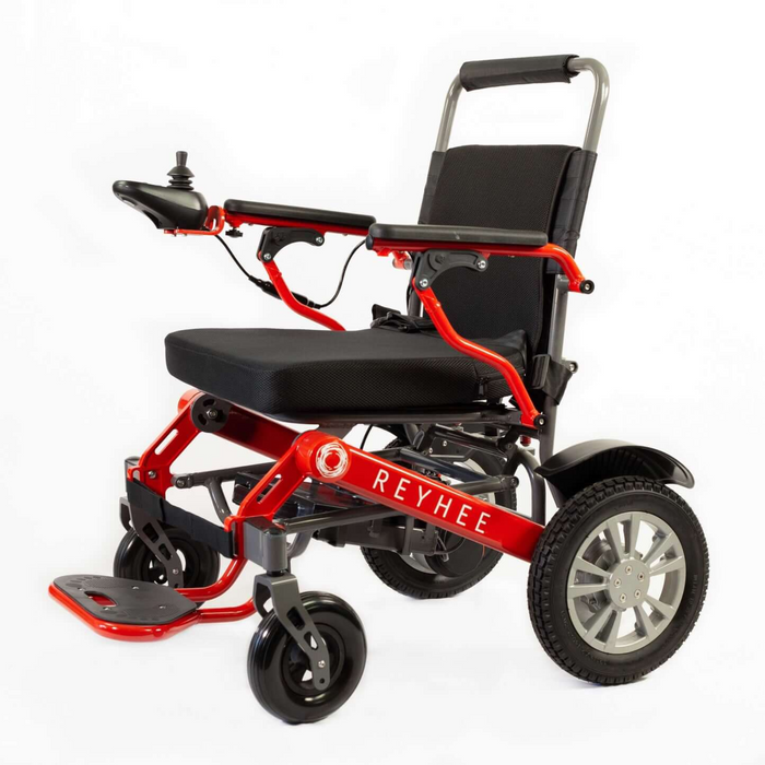 REYHEE Roamer 200W 24V Foldable Electric Wheelchair- Red Side View