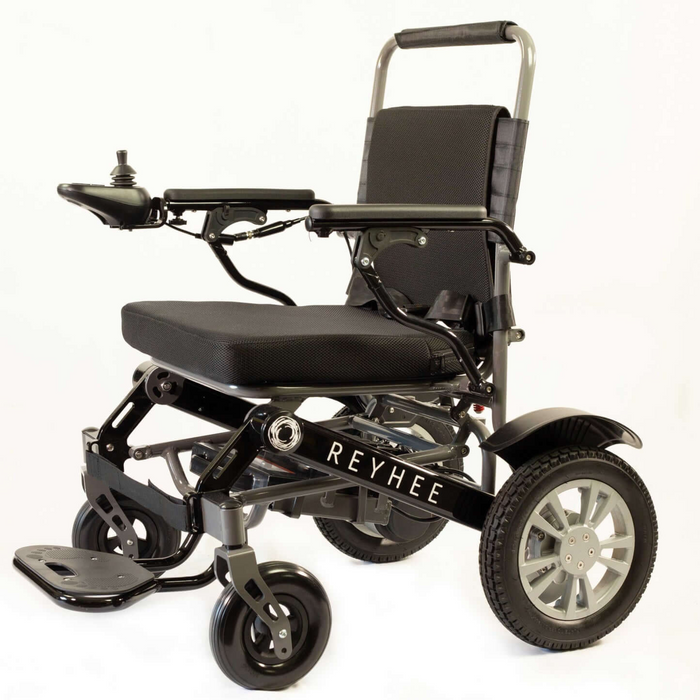 REYHEE Roamer 200W 24V Foldable Electric Wheelchair - Black Side View