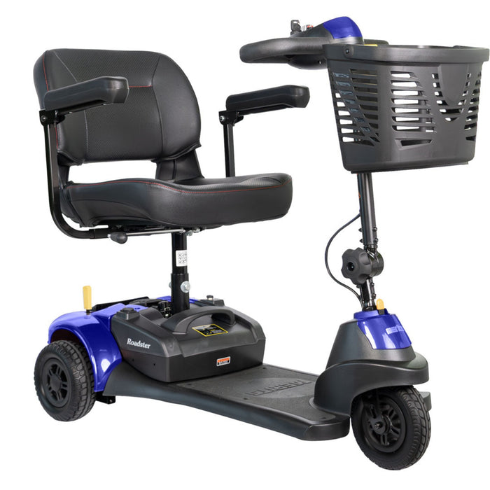 Merits S731R S3 Roadster 3-Wheel Travel Scooter - Side View Blue