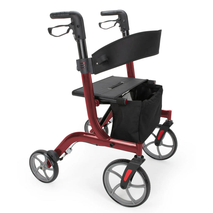 Mobo Medical Upright Folding Rollator -Side View Red