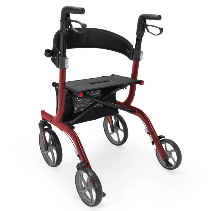 Mobo Medical Upright Folding Rollator - Back view Red