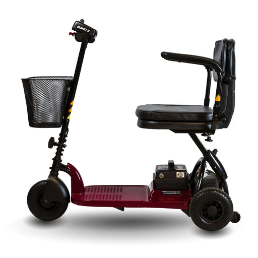 Shoprider Echo Light Weight 3-Wheel Travel Scooter - Red Side View