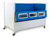 Sleepsafer Tall bed Children's special needs bedwith blue top section and white base on a white background