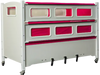 Sleepsafer Tall bed Children's hospital bed with pink and clear panels on a white background