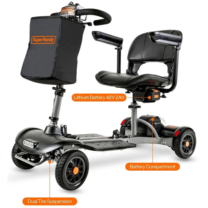 SuperHandy Passport Flex Mobility Scooter showing some of its key parts
