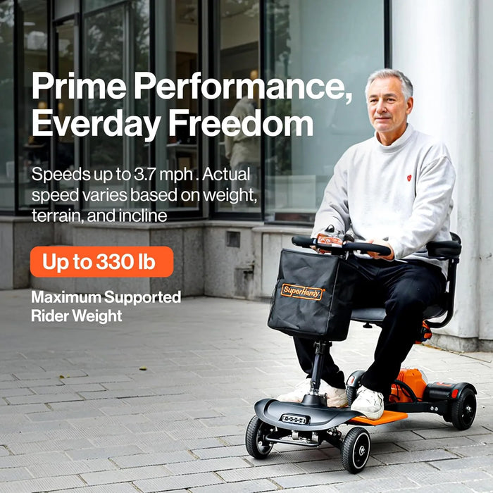 SuperHandy Passport Prime E Brake Folding Mobility Scooter - With Two 48V Lithium ion Battery, Lightweight 36lbs Only