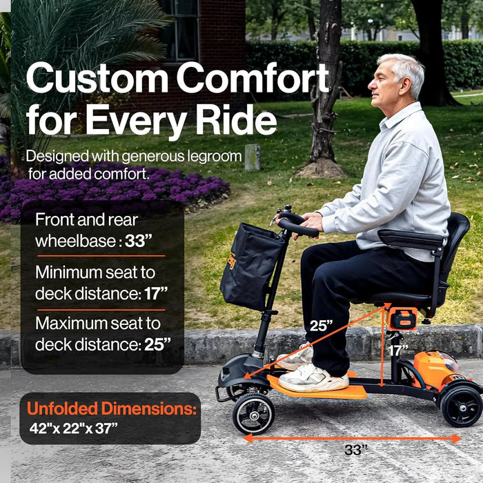 SuperHandy Passport Prime E Brake Folding Mobility Scooter - With Two 48V Lithium ion Battery, Lightweight 36lbs Only