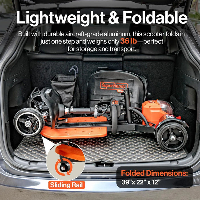SuperHandy Passport Prime E Brake Folding Mobility Scooter - With Two 48V Lithium ion Battery, Lightweight 36lbs Only