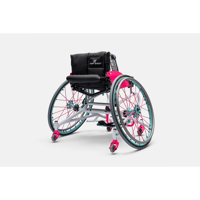 Wheelchair with pink accents on a white background Top End Pro BB Basketball Wheelchair