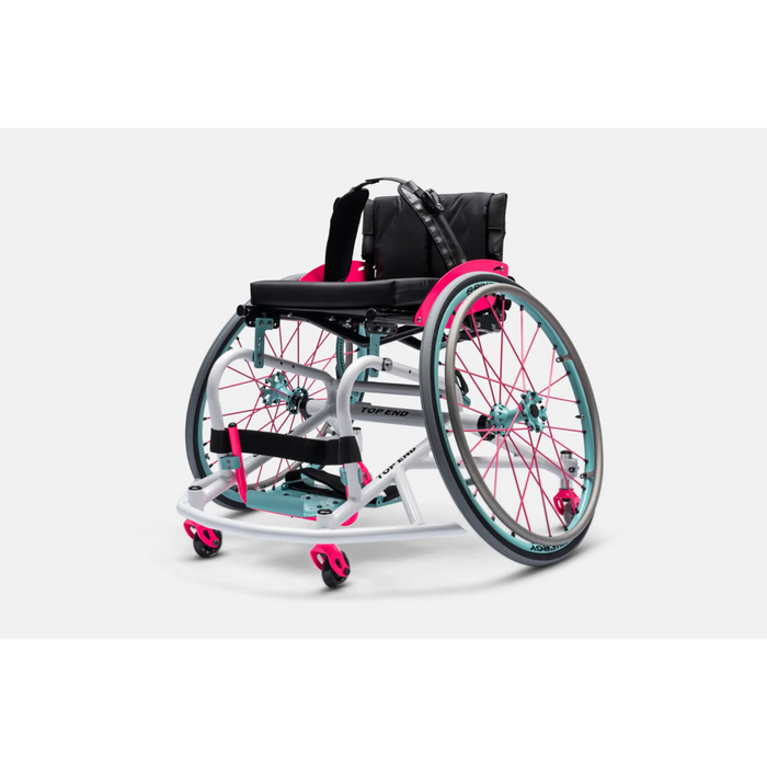 Wheelchair with pink accents on a white background Top End Pro BB Basketball Wheelchair