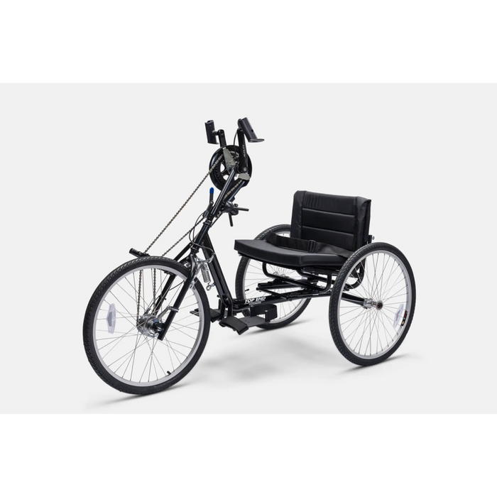 Black recumbent tricycle on a white background Black recumbent tricycle on a white background Top end excelerator